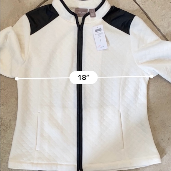 Chico’s - NWT -Ivory - Full zip up shirt - quilted faux leather Chicos size 1 - - Picture 11 of 13